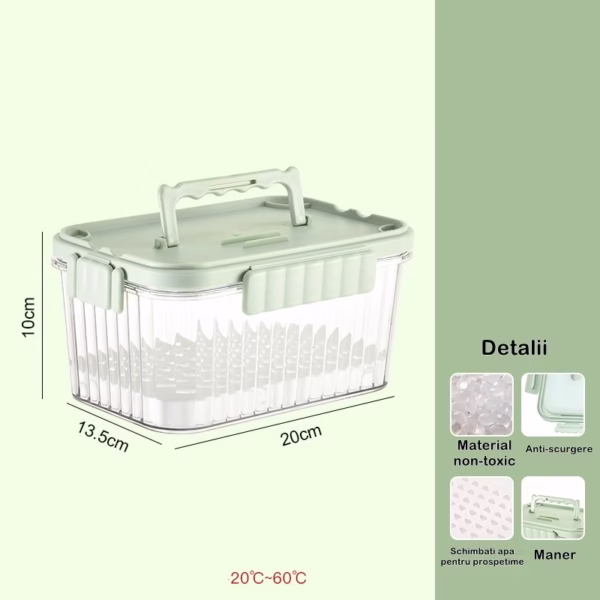Caserola portabila pentru mancare fresh Flippy, 1500 ml, 2 furculite,10 x 13.5 x 20 cm, 2 capace detasabile pentru congelator, etans, spatiu pentru tacamuri, maner, material plastic, rezistent la temperaturi ridicate, transparent - imagine 17