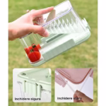 Caserola portabila pentru mancare fresh Flippy, 1500 ml, 2 furculite,10 x 13.5 x 20 cm, 2 capace detasabile pentru congelator, etans, spatiu pentru tacamuri, maner, material plastic, rezistent la temperaturi ridicate, transparent - imagine 19