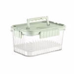 Caserola portabila pentru mancare fresh Flippy, 550 ml, furculita pentru fructe, 7 x 11.5 x 16 cm, capac detasabil pentru congelator, etans, spatiu pentru tacamuri, maner, material plastic, rezistent la temperaturi ridicate, transparent - imagine 10