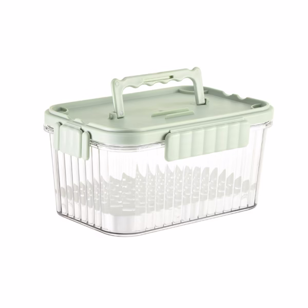 Caserola portabila pentru mancare fresh Flippy, 550 ml, furculita pentru fructe, 7 x 11.5 x 16 cm, capac detasabil pentru congelator, etans, spatiu pentru tacamuri, maner, material plastic, rezistent la temperaturi ridicate, transparent - imagine 10