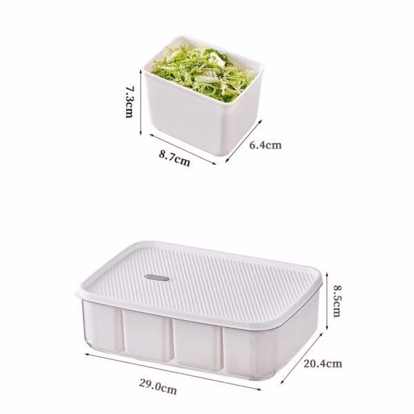 Cutie pentru Depozitare Alimente, Flippy, 8 Compartimente cu Capac, Material PET+PP, 29 x 20 x 9 cm, Alb/Transparent - imagine 4
