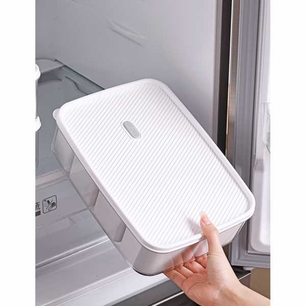 Cutie pentru Depozitare Alimente, Flippy, 8 Compartimente cu Capac, Material PET+PP, 29 x 20 x 9 cm, Alb/Transparent - imagine 5
