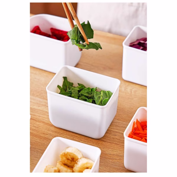 Cutie pentru Depozitare Alimente, Flippy, 8 Compartimente cu Capac, Material PET+PP, 29 x 20 x 9 cm, Alb/Transparent - imagine 7