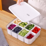 Cutie pentru Depozitare Alimente, Flippy, 8 Compartimente cu Capac, Material PET+PP, 29 x 20 x 9 cm, Alb/Transparent - imagine 11