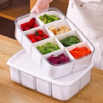 Cutie pentru Depozitare Alimente, Flippy, 8 Compartimente cu Capac, Material PET+PP, 29 x 20 x 9 cm, Alb/Transparent - imagine 12