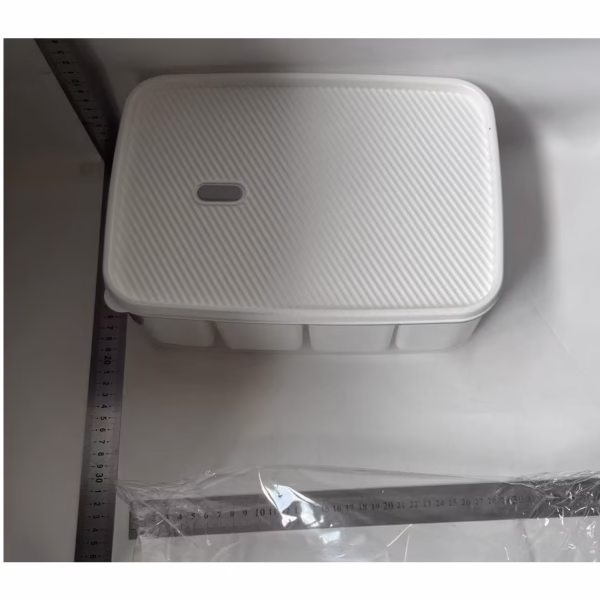 Cutie pentru Depozitare Alimente, Flippy, 8 Compartimente cu Capac, Material PET+PP, 29 x 20 x 9 cm, Alb/Transparent - imagine 13