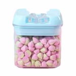 Cutie de Depozitare Alimente, Flippy, 0.5L, Capac Albastru, din PP+PET, Inchidere Ermetica, 10 x 10 x 10.5 cm, Transparent