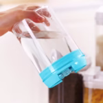 Cutie de Depozitare Alimente, Flippy, 0.8L, Capac Albastru, din PP+PET, Inchidere Ermetica, 10 x 10 x 15.5 cm, Transparent - imagine 2