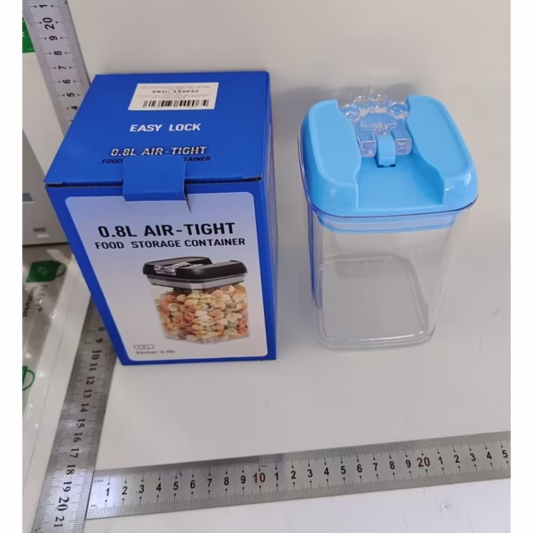 Cutie de Depozitare Alimente, Flippy, 0.8L, Capac Albastru, din PP+PET, Inchidere Ermetica, 10 x 10 x 15.5 cm, Transparent - imagine 7