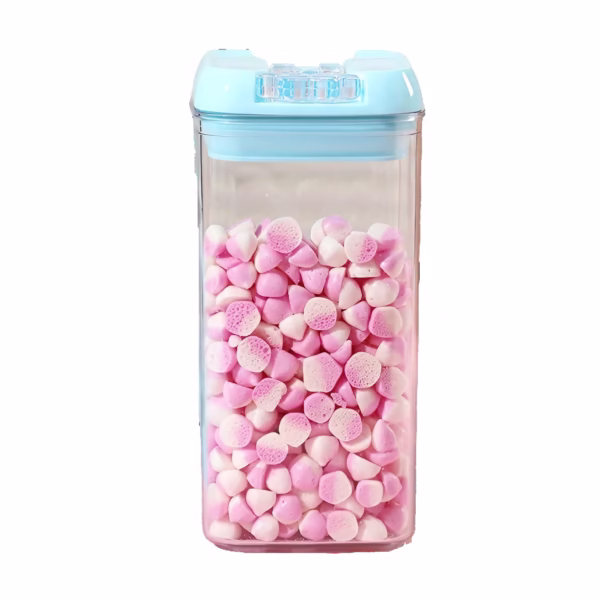 Cutie de Depozitare Alimente, Flippy, 1.2L, Capac Albastru, din PP+PET, Inchidere Ermetica, 10 x 10 x 20.5 cm, Transparent - imagine 1