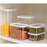 Cutie de Depozitare Alimente, Flippy, 1.5L, Capac Alb, din ABS+Silicon, 14.5 x 9 x 16.7 cm, Transparent - imagine 2