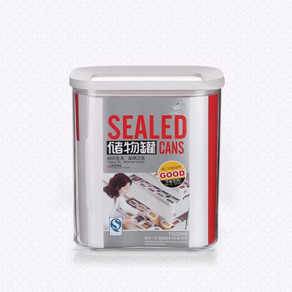 Cutie de Depozitare Alimente, Flippy, 1.5L, Capac Alb, din ABS+Silicon, 14.5 x 9 x 16.7 cm, Transparent - imagine 6