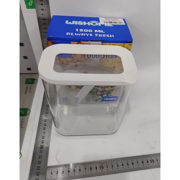 Cutie de Depozitare Alimente, Flippy, 1.5L, Capac Alb, din ABS+Silicon, 14.5 x 9 x 16.7 cm, Transparent - imagine 7