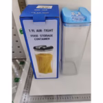 Cutie de Depozitare Alimente, Flippy, 1.9L, Capac Albastru, din PP+PET, Inchidere Ermetica, 10 x 10 x 30.5 cm, Transparent - imagine 7
