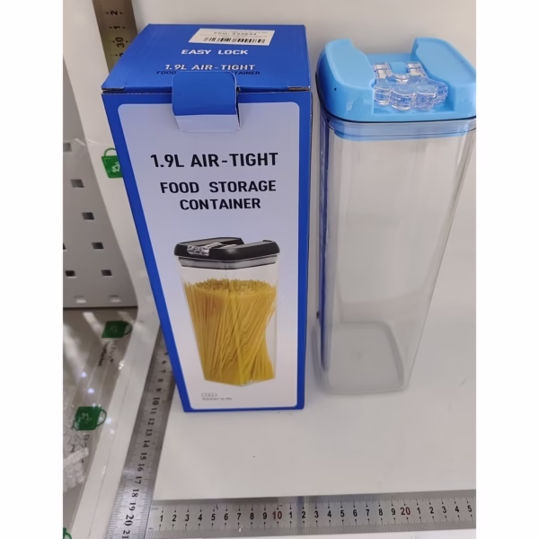 Cutie de Depozitare Alimente, Flippy, 1.9L, Capac Albastru, din PP+PET, Inchidere Ermetica, 10 x 10 x 30.5 cm, Transparent - imagine 7
