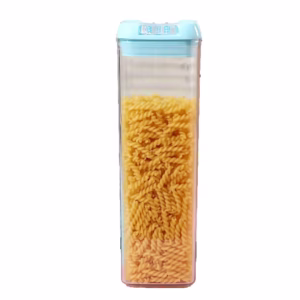 Cutie de Depozitare Alimente, Flippy, 1.9L, Capac Albastru, din PP+PET, Inchidere Ermetica, 10 x 10 x 30.5 cm, Transparent