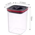 Cutie de Depozitare Alimente, Flippy, Cutie de tip Container, Recipient pentru Cereale in Bucatarie, 11.5 x 11.5 x 15 cm, volum 1200 ml, Transparenta cu Capac Negru - imagine 2