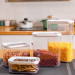 Cutie de Depozitare Alimente, Flippy, 1L, Capac Alb, din ABS+Silicon, 14.5 x 9 x 11.3 cm, Transparent - imagine 3
