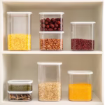 Cutie de Depozitare Alimente, Flippy, 1L, Capac Alb, din ABS+Silicon, 14.5 x 9 x 11.3 cm, Transparent - imagine 5