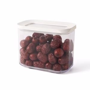 Cutie de Depozitare Alimente, Flippy, 1L, Capac Alb, din ABS+Silicon, 14.5 x 9 x 11.3 cm, Transparent