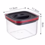 Cutie de Depozitare Alimente, Flippy, Cutie de tip Container, Recipient pentru Cereale in Bucatarie, S 11.5 x 11.5 x 8 cm, volum 600 ml, Transparenta cu Capac Negru - imagine 2