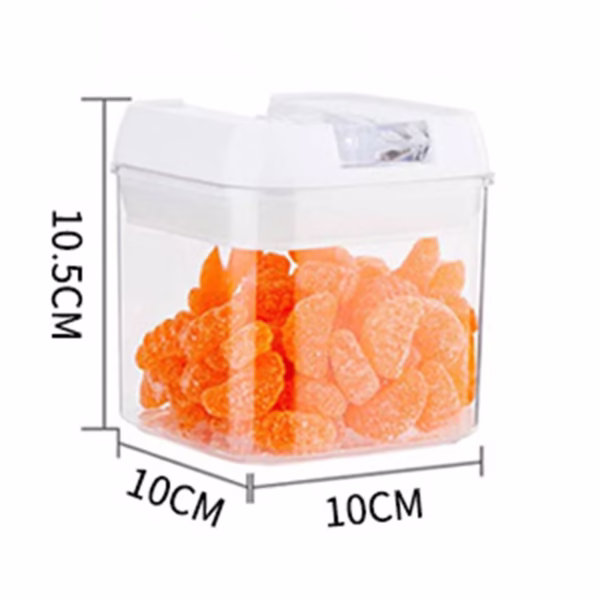 Cutie de Depozitare Alimente, Flippy, Cutie de Depozitare tip Container pentru Bucatarie, cu Capac, Inchidere Ermetica, Cutie pentru Cereale, 10.5 x 10 x 10 cm, volum 0.5 L, Alb - imagine 2