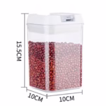 Cutie de Depozitare Alimente, Flippy, Cutie de Depozitare tip Container pentru Bucatarie, cu Capac, Inchidere Ermetica, Cutie pentru Cereale, 15.5 x 10 x 10 cm, volum 0.8 L, Alb - imagine 2