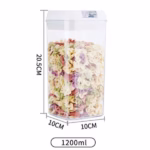 Cutie de Depozitare Alimente, Flippy, Cutie de Depozitare tip Container pentru Bucatarie, cu Capac, Inchidere Ermetica, Cutie pentru Cereale, 20.5 x 10 x 10 cm, volum 1.2 L, Alb - imagine 2