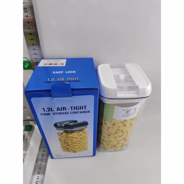 Cutie de Depozitare Alimente, Flippy, Cutie de Depozitare tip Container pentru Bucatarie, cu Capac, Inchidere Ermetica, Cutie pentru Cereale, 20.5 x 10 x 10 cm, volum 1.2 L, Alb - imagine 3
