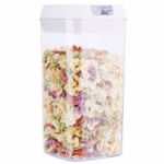 Cutie de Depozitare Alimente, Flippy, Cutie de Depozitare tip Container pentru Bucatarie, cu Capac, Inchidere Ermetica, Cutie pentru Cereale, 20.5 x 10 x 10 cm, volum 1.2 L, Alb