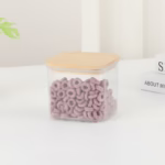 Cutie de Depozitare Alimente, Flippy, Cutie de tip Container, Cutie pentru Cereale, din Plastic, Capac din Bambuc, 10 x 10 x 8 cm, Volum 0.5 L, Transparenta - imagine 2