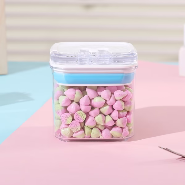Cutie de Depozitare Alimente, Flippy, Cutie de tip Container pentru Bucatarie, Cutie pentru Condimente, din PET ABS Silicon, 10 x 10 x 10.5 cm, 250 g, 0.5L Transparenta - imagine 2