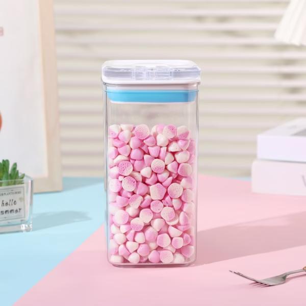 Cutie de Depozitare Alimente, Flippy, Cutie de tip Container pentru Bucatarie, Cutie pentru Condimente, din PET ABS Silicon, 10 x 10 x 20.5 cm, 370 g, 1.2L Transparenta - imagine 2