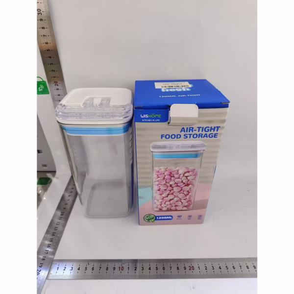 Cutie de Depozitare Alimente, Flippy, Cutie de tip Container pentru Bucatarie, Cutie pentru Condimente, din PET ABS Silicon, 10 x 10 x 20.5 cm, 370 g, 1.2L Transparenta - imagine 3