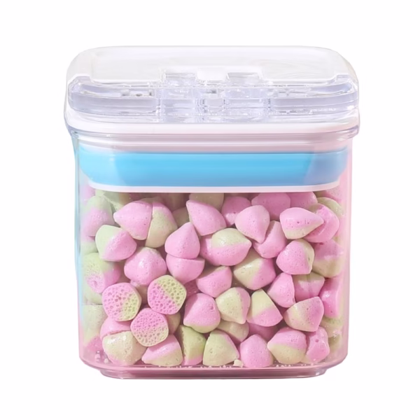 Cutie de Depozitare Alimente, Flippy, Cutie de tip Container pentru Bucatarie, Cutie pentru Condimente, din PET ABS Silicon, 10 x 10 x 10.5 cm, 250 g, 0.5L Transparenta - imagine 1