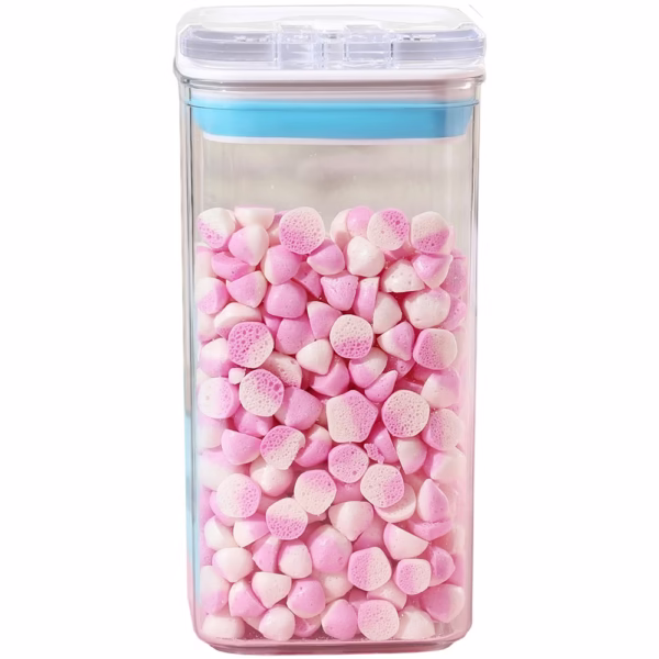 Cutie de Depozitare Alimente, Flippy, Cutie de tip Container pentru Bucatarie, Cutie pentru Condimente, din PET ABS Silicon, 10 x 10 x 20.5 cm, 370 g, 1.2L Transparenta - imagine 1