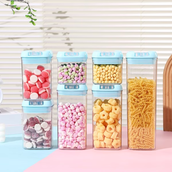 Cutie de Depozitare Alimente, Flippy, 0.5L, Capac Albastru, din PP+PET, Inchidere Ermetica, 10 x 10 x 10.5 cm, Transparent - imagine 5