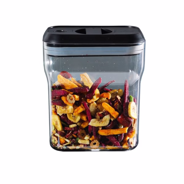 Recipient din Plastic, Flippy, pentru Alimente/Obiecte, Inchidere Ermetica Rotire 90 grade, 2l, 20.5 x 10.5 x 27 cm, Transparent - imagine 1