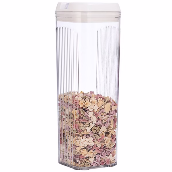 Cutie de Depozitare Alimente, Flippy, Cutie de Tip Container, 3.7L, 12.5x12.5x36.5 cm, Recipiente pentru Cereale in Bucatarie, Transparente cu Capac Alb - imagine 1