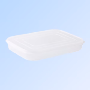 Cutie de depozitare de uz casnic, Flippy, Caserola pentru Frigider, Rezistenta la umiditate, Rezervor Sigilat pentru Depozitare Alimentara, 24.5 x 18.5 x 3.5cm, Alb Transparent