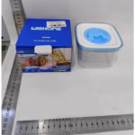 Cutie de Depozitare pentru Bucatarie, Flippy, 600 ml, din ABS+PET+Silicon, Capac Alb/Albastru, 11.5 x 8 x 8 cm, Transparent - imagine 4