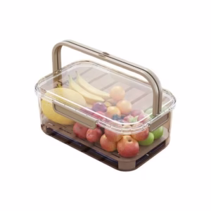 Cutie de Depozitare Portabila, Flippy, cu Separator pentru Gheata si Scurgere, Mentine Rece, Caserola Pranz, 25x16.5x11.5 cm, Gri/Transparent