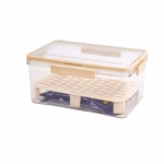 Cutie de Depozitare Portabila, Flippy, cu Separator pentru Gheata si Scurgere, Mentine Rece, Caserola Pranz, 25x16.5x11.5 cm, Crem/Transparent - imagine 3