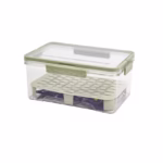 Cutie de Depozitare Portabila, Flippy, cu Separator pentru Gheata si Scurgere, Mentine Rece, Caserola Pranz, 25x16.5x11.5 cm, Verde/Transparent - imagine 3