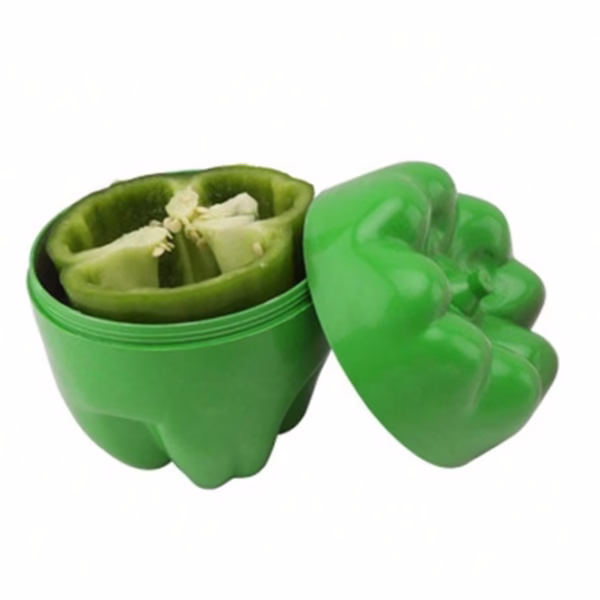 Cutie Alimentara, Flippy, Model Ardei, din Plastic, 9.8 x 9.8 x 10.7 cm, 350 ml, Verde - imagine 1