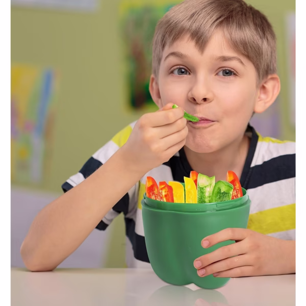 Cutie Alimentara, Flippy, Model Ardei, din Plastic, 9.8 x 9.8 x 10.7 cm, 350 ml, Verde - imagine 6
