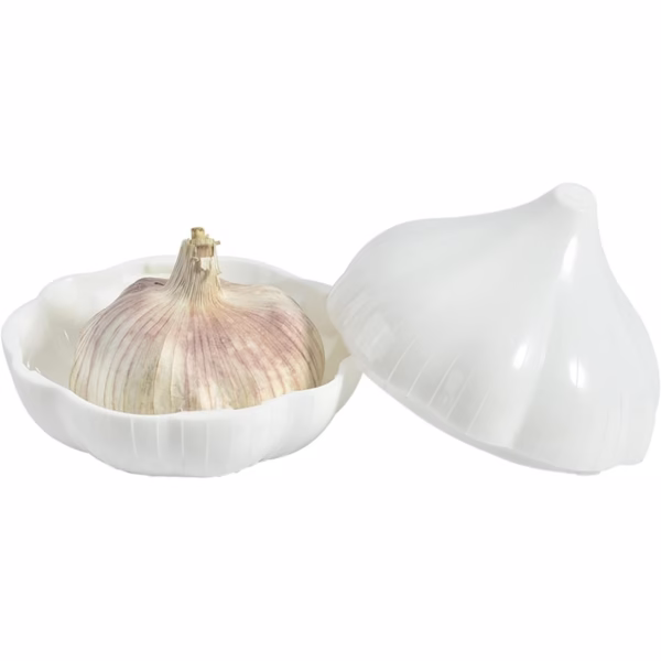 Cutie Alimentara, Flippy, Model Usturoi, din Plastic, 9 x 9 x 9 cm, 350 ml, Alb - imagine 1
