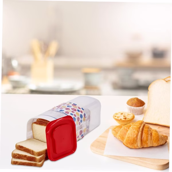 Cutie Depozitare Paine, Flippy, din Plastic, 34 x 13 cm, Pastreaza Prospetimea, Capac Rosu - imagine 5
