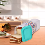 Cutie Depozitare Paine, Flippy, din Plastic, 34 x 13 cm, Pastreaza Prospetimea, Capac Verde - imagine 3