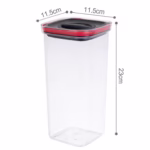 Cutie de Depozitare Alimente, Flippy, Cutie de tip Container, Recipient pentru Cereale in Bucatarie, 11.5 x 11.5 x 23 cm, volum 2000 ml, Transparenta cu Capac Negru - imagine 2